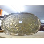 Art Nouveau style oval brass tray