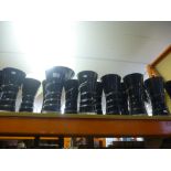 17 Black glass vases