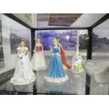 Four Royal Doulton figures - Ariel boxed, Cinderella boxed, Special Occasion and Alice together with