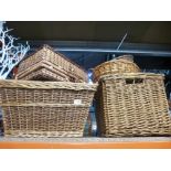 A quantity of wicker baskets of various sizes