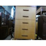 Retro teak narrow chest of 6 drawers