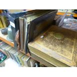 Two oriental albums, 1 full of silks and two vintage empty photograph albums