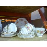 A 6 piece tea service by Colclough china to include cups, saucers, plates, serving plate, sugar bowl