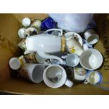Box of mixed cups and saucers, pictures and sundry