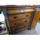 Large Victorian mahogany chest of 4 long drawers