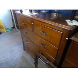 Large mahogany chest of 2 short above 3 long drawers with decorative brass handles