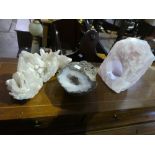 Rose quartz tealight holder, Agate and quartz