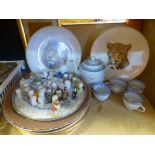 Quantity of mixed china to include, thimbles, 2 x Boehm plates with animals depicted in the