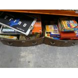 Two drawers containing vintage games including table tennis set, jigsaws, spyrograph, etc