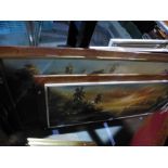 Large oriental oil paintings and three others