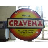 Craven 'A' an old enamel circular advertising sign, 'Smoke will not affect your throat'.