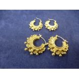 Two pairs of 9ct yellow gold Creole earrings, both marked, total weight approx 4g