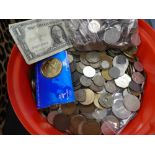 Two tubs of antique and later GB and Worldwide coinage