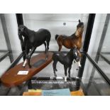 Black Beauty and Foal, by Beswick, and a Beswick brown horse - both damaged