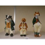 Rye Pottery; three various animal figures, Fox, Badger and Rat