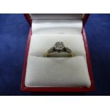 18ct gold ring with solitaire approx .20 diamond, size O, approx weight 1.5g