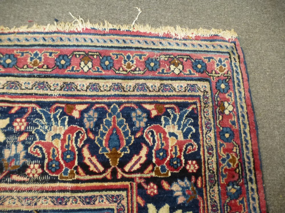An early 20th century Persian carpet having all over floral design, blue bordered, 373 x 325 cms and - Image 4 of 4