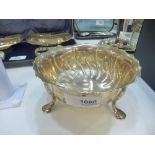 A silver bowl on three pad feet, weight 6 oz, maker stamp IMS hallmarked London 1892