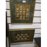 Two framed Baxter style pictures each having ten small prints