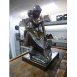 A German bronzed plaster sculpture of Mother and Child, with maker's mark