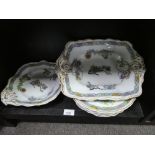 An antique Copeland dessert set comprising six plates, two oblong dishes and a circular dish