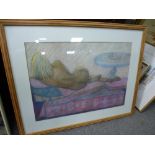 A pastel drawing of reclining nude and two other pictures