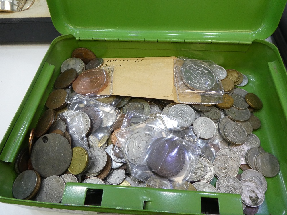 Mixed coinage and sundry bank notes to include a Victorian 1888 crown and a cartwheel penny