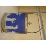 A Wedgwood Jasperware biscuit barrel with plated mounts