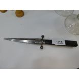 An old Syrian Dubh style knife having ebony handle and engraved blade, length 23.5 cms