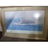 David Shepherd; a pencil signed limited edition print of 'HMS Ark Royal', 195/850, and a pencil