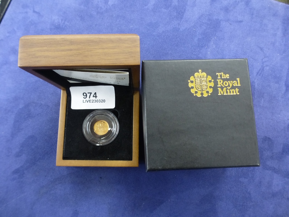 Boxed quarter Sovereign gold proof coin, dated 2010 with Certificate of Authenticity - Image 2 of 2