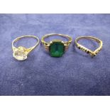 Three 9ct gold dress rings, AF, all marked, total lot weight approx 6.9g