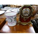 A large Sunderland lustre tankard and a French mantel clock with gilt metal decoration