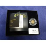 Boxed quarter Sovereign dated 2013, with Certificate of Authenticity