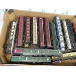 A quantity of 'OO' gauge unboxed Hornby, Lima etc coaches Bogie, approximately 30