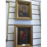 Two Continental oil portraits, probably Eastern European, unsigned, 18 x 24 cms