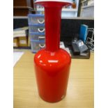 A danish Holmeguard red glass bottle vase by Otto Braner 30.5cm