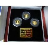 Boxed set of three gold proof coins 'The Year of the Three Kings Gold Crown Set' 375/499, with