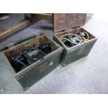 Two old Field telephones, probably Military in original cases, - sets 'F'