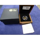 Boxed quarter Sovereign gold proof coin, dated 2011, with Certificate of Authenticity