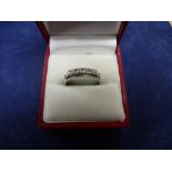 18ct white gold ring set with 5 small diamonds, marked 18ct, size Q/R, total item weight 3.9g