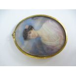 A late Victorian minature on ivory of a lady, unsigned
