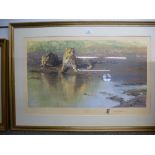David Shepherd; a pencil signed print of two leopards 'Cool Waters' 413/850, one other David