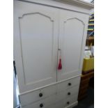 A painted Victorian linen press