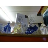 Four Royal Doulton Pretty Ladies, Carol, Ninette, Laura, Elaine, all boxed and 2 pictures