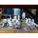 Large collection blue and white Delft ceramics incl. tiles, vases, jugs, clogs etc.