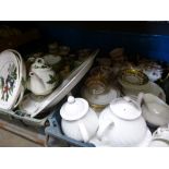 3 Crates of good quality mixed china to incl. Port Meirion teapot and plates, Wedgwood tea set,