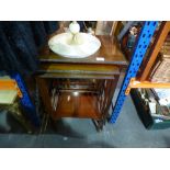 Nest of three mahogany coffee table on splayed supports