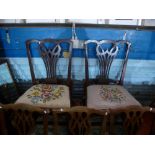 3 Tapestry seat harp back dining chairs