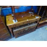 Victorian mahogany side table with galleried back above 2 waist drawers on turned supports